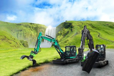 HKS TiltRotator mit Kubota Bagger und Greifer